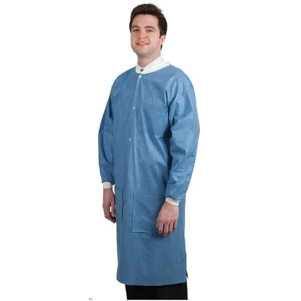 Disposable Lab Coats Knee Length Blue 10/pk - MARK3