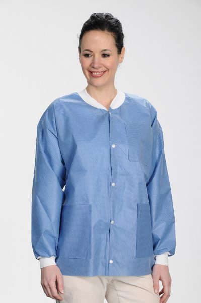 Protect Plus Disposable Lab Jackets Hip Length Ceil Blue Medium 10/pk - MARK3